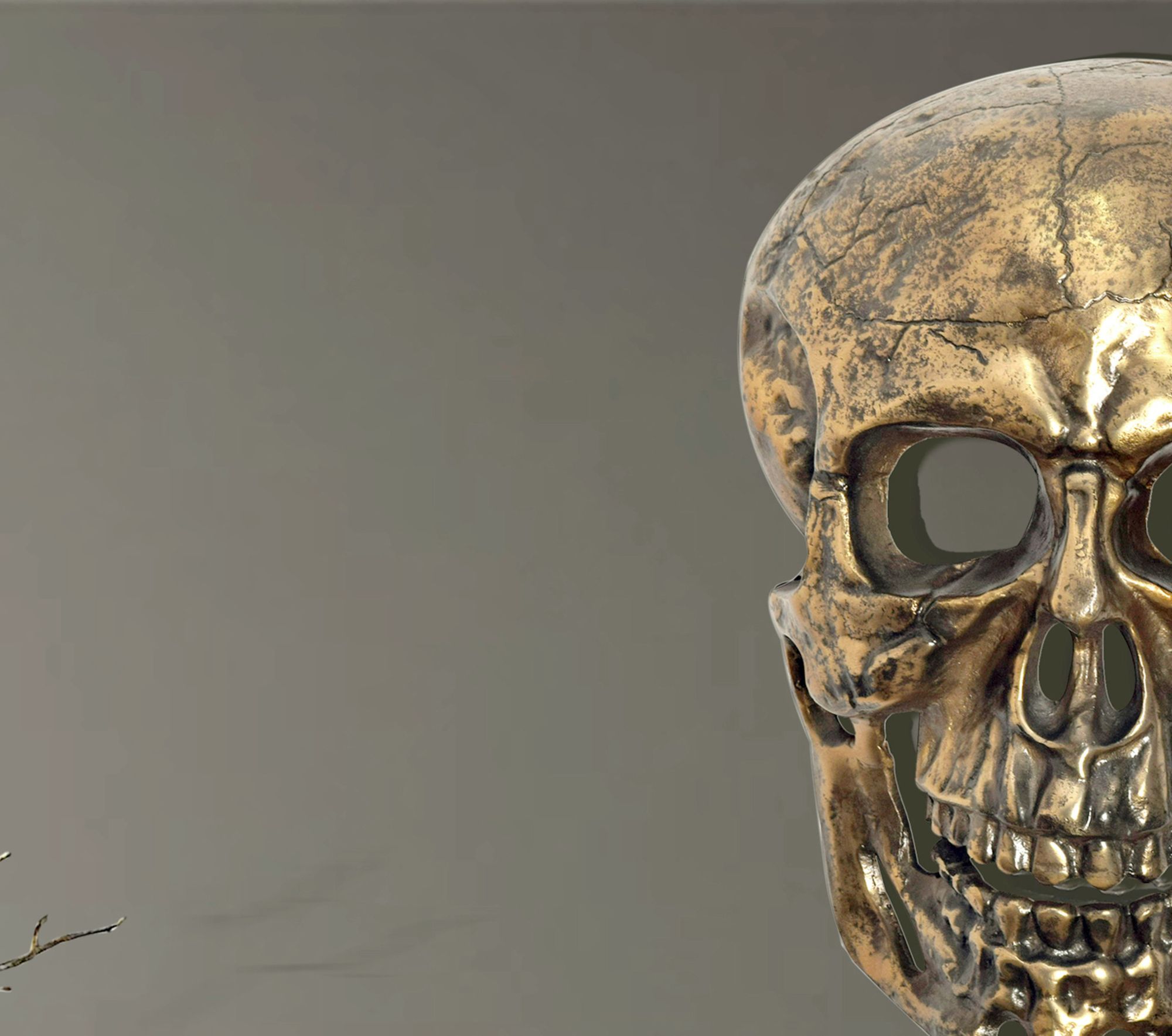FineBuy Wanddeko Totenkopf Aluminium 41 cm Schädel Groß, Design Wanddekoration Metall Deko Alu Modern, Wohndeko Skull, Wandskulptur Dekoration Wohnaccessoire | Farbe: Silber