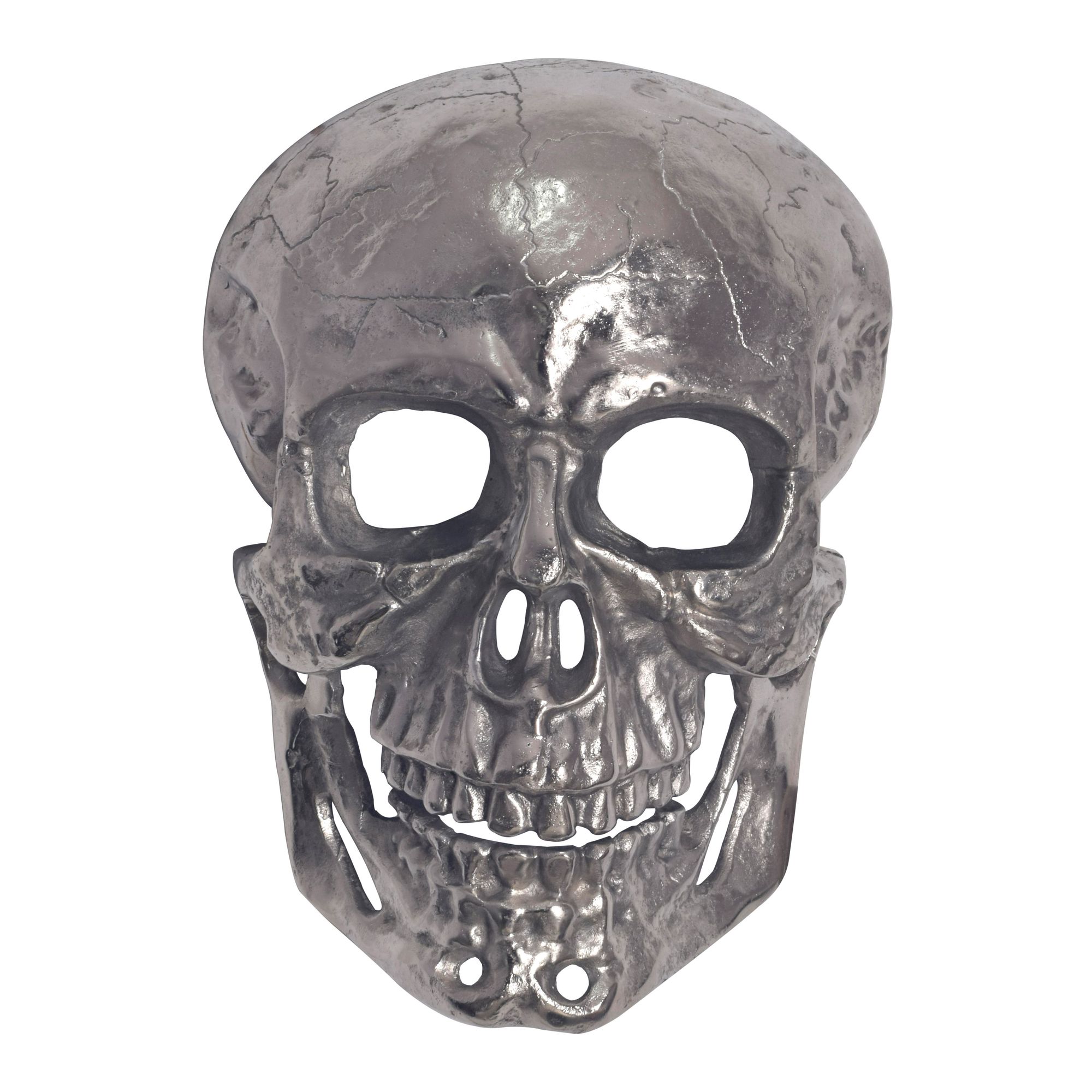 FineBuy Wanddeko Totenkopf Aluminium 41 cm Schädel Groß, Design Wanddekoration Metall Deko Alu Modern, Wohndeko Skull, Wandskulptur Dekoration Wohnaccessoire | Farbe: Silber