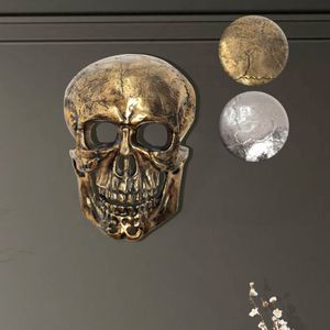 FineBuy Wanddeko Totenkopf Aluminium 41 cm Schädel Groß, Design Wanddekoration Metall Deko Alu Modern, Wohndeko Skull, Wandskulptur Dekoration Wohnaccessoire