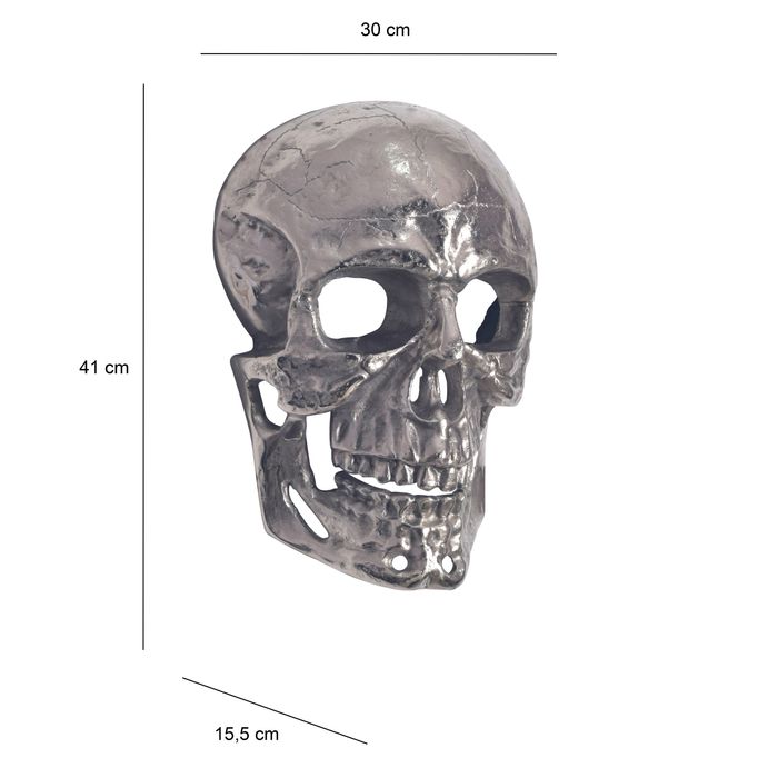 Wanddeko FineBuy Totenkopf 41 cm Aluminium Schädel Deko Dekoration Modern Skull – Maßzeichnung