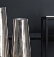 Vase 2er Set FineBuy Blumenvase Aluminium Silber Wohndeko Tischvase Modern Rund – Ansicht 4