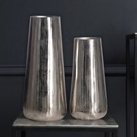 Vase 2er Set FineBuy Blumenvase Aluminium Silber Wohndeko Tischvase Modern Rund – Ansicht 1