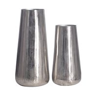 Vase 2er Set FineBuy Blumenvase Aluminium Silber Wohndeko Tischvase Modern Rund – Ansicht 6