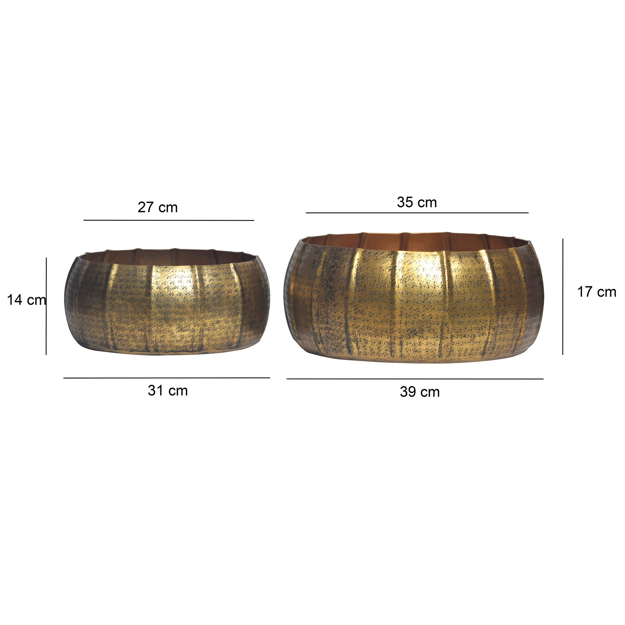 FineBuy Pflanzgefäß 2er Set Metall Pflanzkübel, Design Pflanzenkübel Aluminium Rund Indoor, Blumenkübel Pflanzschale 2-teilig Punziert | Farbe: Silber