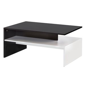 FB109685 FineBuy Wohnzimmertisch 90 x 43 x 60 cm mit Ablage Holz Schwarz / Weiß, Design Wohnzimmer Couchtisch Zweiteilig mit Stauraum, Sofatisch Eckig Kaffeetisch Modern, Loungetisch Groß & Hoch