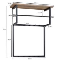 Wandgarderobe FineBuy Hakenleiste Holz Metall 60 cm Garderobe mit Ablage Flur – Ansicht 3