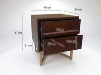 Nachttisch Akazie Massivholz 2 Schubladen Nachtkommode Nachtkästchen Boxspring – Ansicht 3