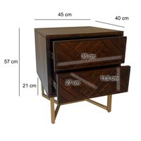 Nachttisch Akazie Massivholz 2 Schubladen Nachtkommode Nachtkästchen Boxspring – Ansicht 3