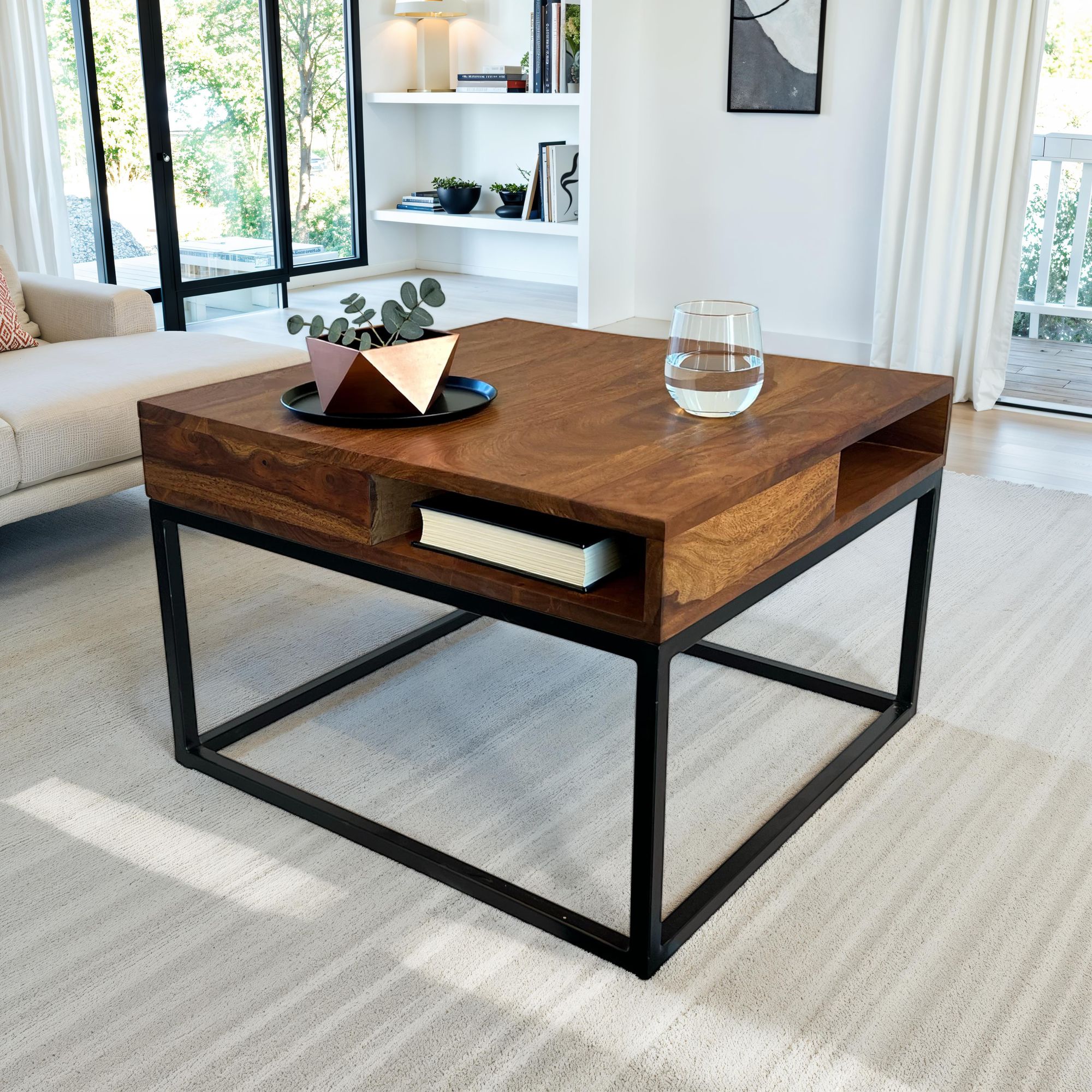 FineBuy Couchtisch 60x60x40 cm Sheesham Massivholz / Metall Sofatisch Eckig, Wohnzimmertisch mit Stauraum, Kaffeetisch Massiv, Kleiner Tisch Beistelltisch Wohnzimmer Modern Quadratisch | Farbe: Braun FineBuy Couchtisch 60x60x40 cm Sheesham Massivholz / Metall Sofatisch Eckig, Wohnzimmertisch mit Stauraum, Kaffeetisch Massiv, Kleiner Tisch Beistelltisch Wohnzimmer Modern Quadratisch | Farbe: Braun