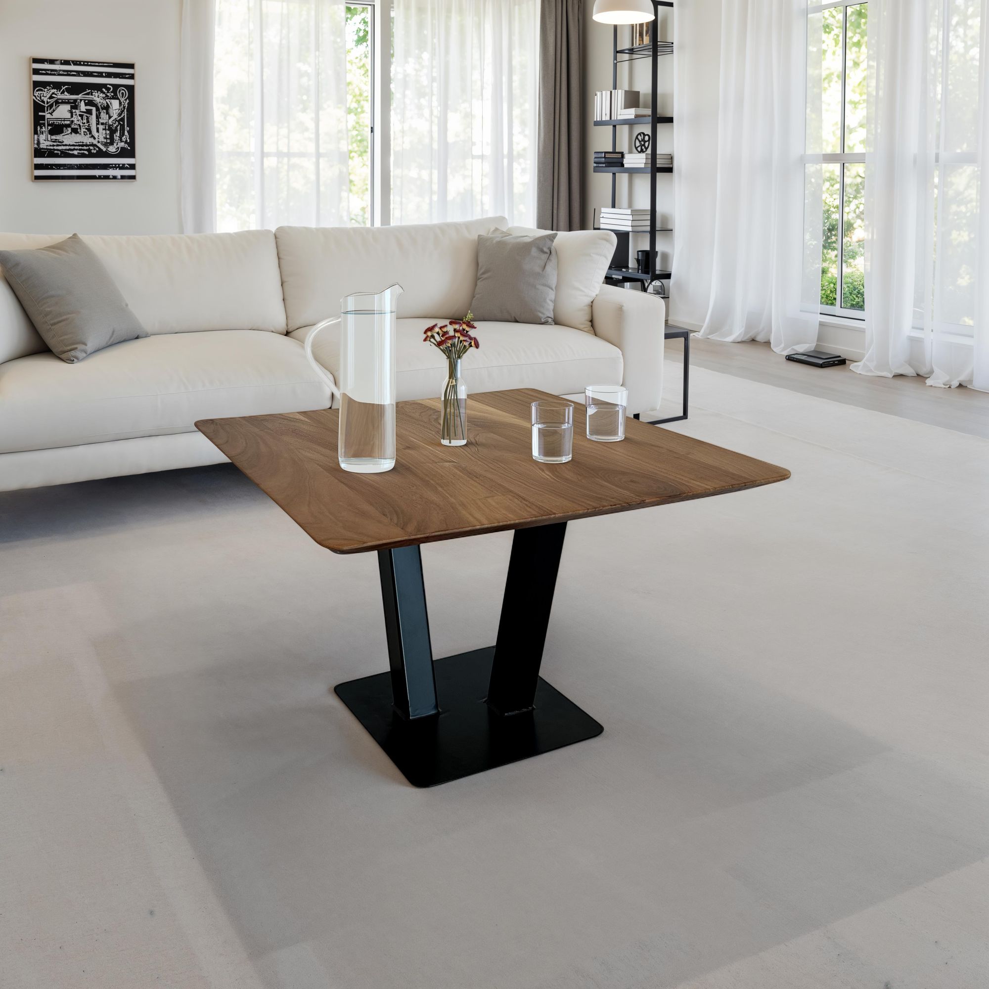 FineBuy Couchtisch 60x60x40 cm Akazie Massivholz Metall Sofatisch Quadratisch, Design Wohnzimmertisch mit natürlicher Holzmaserung, Industrial Kaffeetisch Wohnzimmer Modern | Farbe: Braun FineBuy Couchtisch 60x60x40 cm Akazie Massivholz Metall Sofatisch Quadratisch, Design Wohnzimmertisch mit natürlicher Holzmaserung, Industrial Kaffeetisch Wohnzimmer Modern | Farbe: Braun