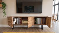 TV Schrank FineBuy Lowboard 160 cm Holz Massiv Fernsehkommode Fernsehschrank – Ansicht 4