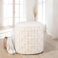 Hocker FineBuy Sitzhocker mit Stauraum Stoff Creme Ottoman Rund 40 cm Modern – Ansicht 4