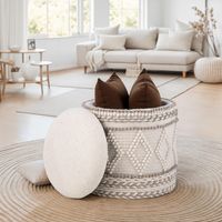 Sitzhocker FineBuy Hocker Stauraum 40x45 cm Boho Design gepolstert Aufbewahrung – Ansicht 2