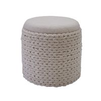 Sitzhocker FineBuy Hocker mit Stauraum Wolle rund 40x40x45 cm Creme Weiß Boho – Ansicht 6
