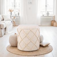 Sitzhocker FineBuy Hocker mit Stauraum rund 40 cm Baumwolle Boho Polsterhocker – Ansicht 2