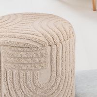 Dekohocker FineBuy Sitzhocker mit Stauraum Baumwolle rund 40x45 cm Beige Boho – Ansicht 5
