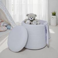 Sitzhocker FineBuy Stoffhocker mit Stauraum 40 cm Weiß rund abnehmbarer Deckel – Ansicht 4