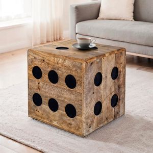 FB111299 FineBuy Würfelhocker Mango Massivholz 41x41x41 cm, Design Sitzwürfel & Beistelltisch in Würfelform, Holzwürfel Deko & Couchtisch, Robuster Holzhocker im XXL Würfel-Design