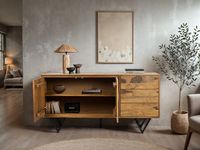 Sideboard FineBuy Kommode Sheesham Massivholz 150 cm Türen Steinoptik Schubladen – Ansicht 4