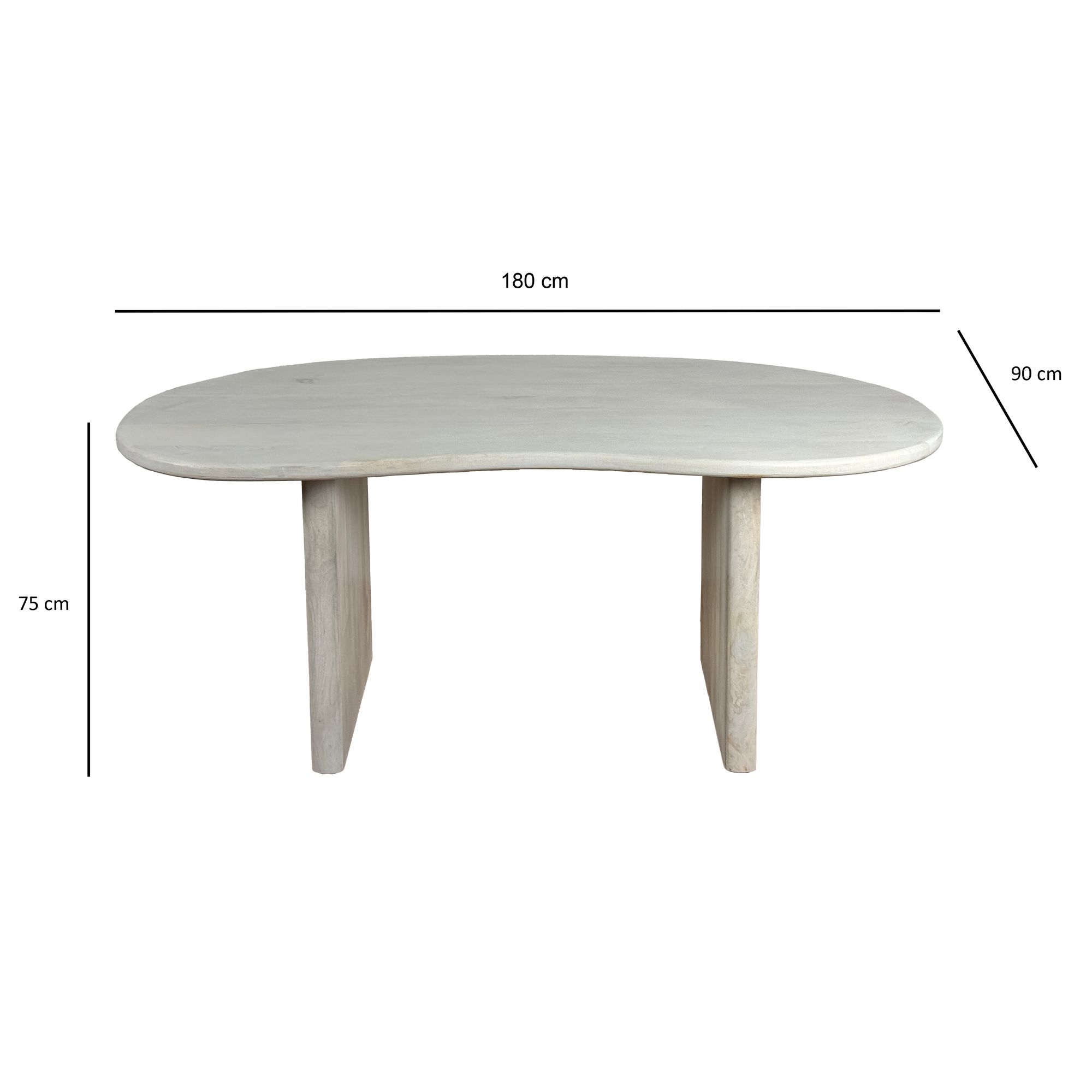 Esszimmertisch FineBuy Esstisch 180 cm Holz Massiv Weiß Küchentisch Nierenform – Ansicht 3