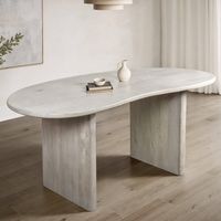 Esszimmertisch FineBuy Esstisch 180 cm Holz Massiv Weiß Küchentisch Nierenform – Ansicht 1