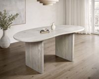 Esszimmertisch FineBuy Esstisch 180 cm Holz Massiv Weiß Küchentisch Nierenform – Ansicht 2