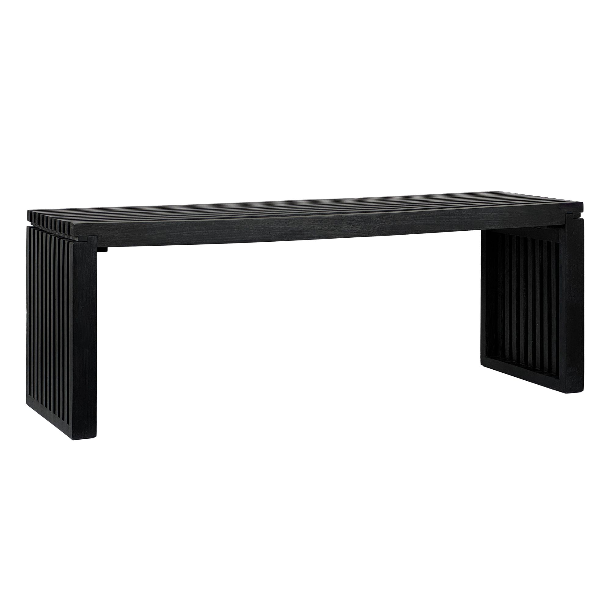 FineBuy Sitzbank 120 cm aus Akazie Massivholz Schwarz, Garderobenbank & Bettbank modern, Flurbank Holz für Eingangsbereich Schlafzimmer Wohnzimmer | Farbe: Schwarz