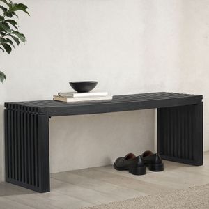 FineBuy Sitzbank 120 cm aus Akazie Massivholz Schwarz, Garderobenbank & Bettbank modern, Flurbank Holz für Eingangsbereich Schlafzimmer Wohnzimmer