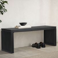 Sitzbank FineBuy Garderobenbank Akazie Massivholz 120 cm Schwarz Flurbank Klein – Ansicht 1