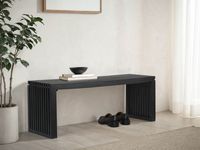 Sitzbank FineBuy Garderobenbank Akazie Massivholz 120 cm Schwarz Flurbank Klein – Ansicht 2