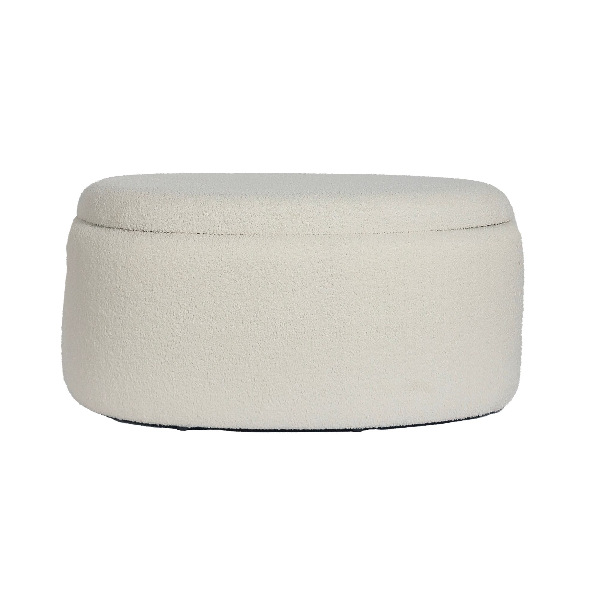 FineBuy Sitzhocker mit Stauraum Stoff oval 81 cm, abnehmbarer Deckel, Polsterhocker modern in Creme, Aufbewahrungshocker gepolstert für Wohnzimmer Schlafzimmer Flur | Farbe: Beige