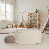 Sitzhocker FineBuy Polsterhocker Stoff mit Stauraum oval 81 cm Creme modern – Ansicht 5