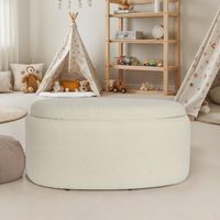 Sitzhocker FineBuy Polsterhocker Stoff mit Stauraum oval 81 cm Creme modern – Ansicht 2
