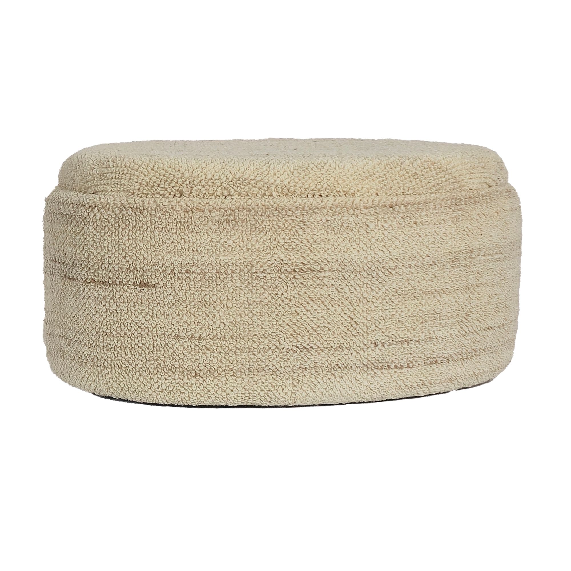 FineBuy Sitzhocker mit Stauraum Wolle oval 81 cm, abnehmbarer Deckel, Polsterhocker Stoff modern in Braun, Aufbewahrungshocker gepolstert für Wohnzimmer Schlafzimmer Flur | Farbe: Braun