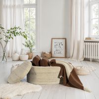 Sitzhocker FineBuy Polsterhocker Wolle mit Stauraum oval 81 cm Braun modern – Ansicht 4