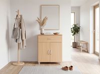 Schuhschrank FineBuy Schuhkommode Buche Optik 60 cm mit Schublade und 2 Türen – Ansicht 2