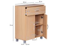 Schuhschrank FineBuy Schuhkommode Buche Optik 60 cm mit Schublade und 2 Türen – Ansicht 3
