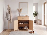 Schuhschrank FineBuy Schuhkommode Buche Optik 60 cm mit Schublade und 2 Türen – Ansicht 4
