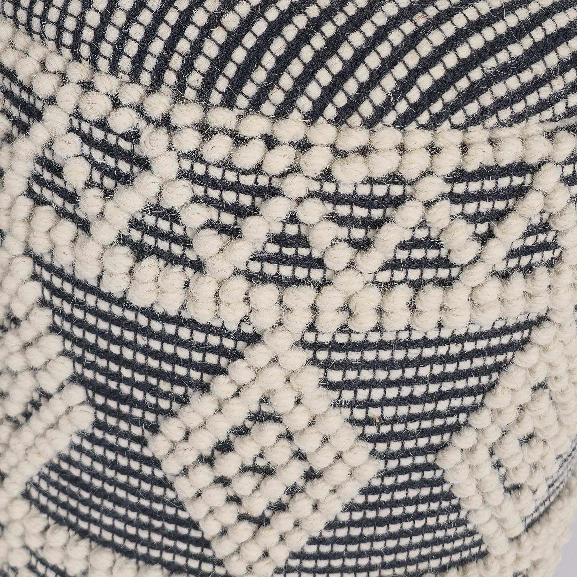 FineBuy Sitzhocker aus Wolle Ø 40 x 45 cm Grau-Creme Rund Boho Hocker mit Stauraum & abnehmbarem Deckel, Polsterhocker Modern für Wohnzimmer Schlafzimmer Flur | Farbe: Grau