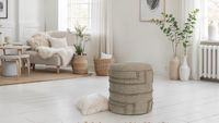 Sitzhocker FineBuy Hocker Wolle rund 40 cm mit Stauraum abnehmbarer Deckel Boho – Ansicht 4