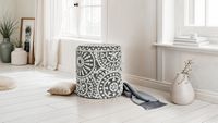 Sitzhocker FineBuy Aufbewahrungshocker Wolle rund 40 cm Stauraum Boho Design – Ansicht 2