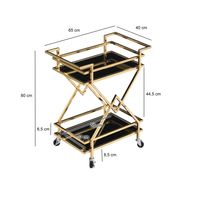 Servierwagen FineBuy Moderner Barwagen mit Rollen Gold Glas Metall 65x80x40 cm – Ansicht 3