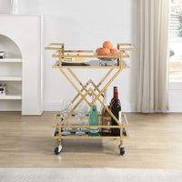 Servierwagen FineBuy Moderner Barwagen mit Rollen Gold Glas Metall 65x80x40 cm – Ansicht 2