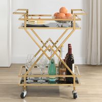 Servierwagen FineBuy Moderner Barwagen mit Rollen Gold Glas Metall 65x80x40 cm – Ansicht 1