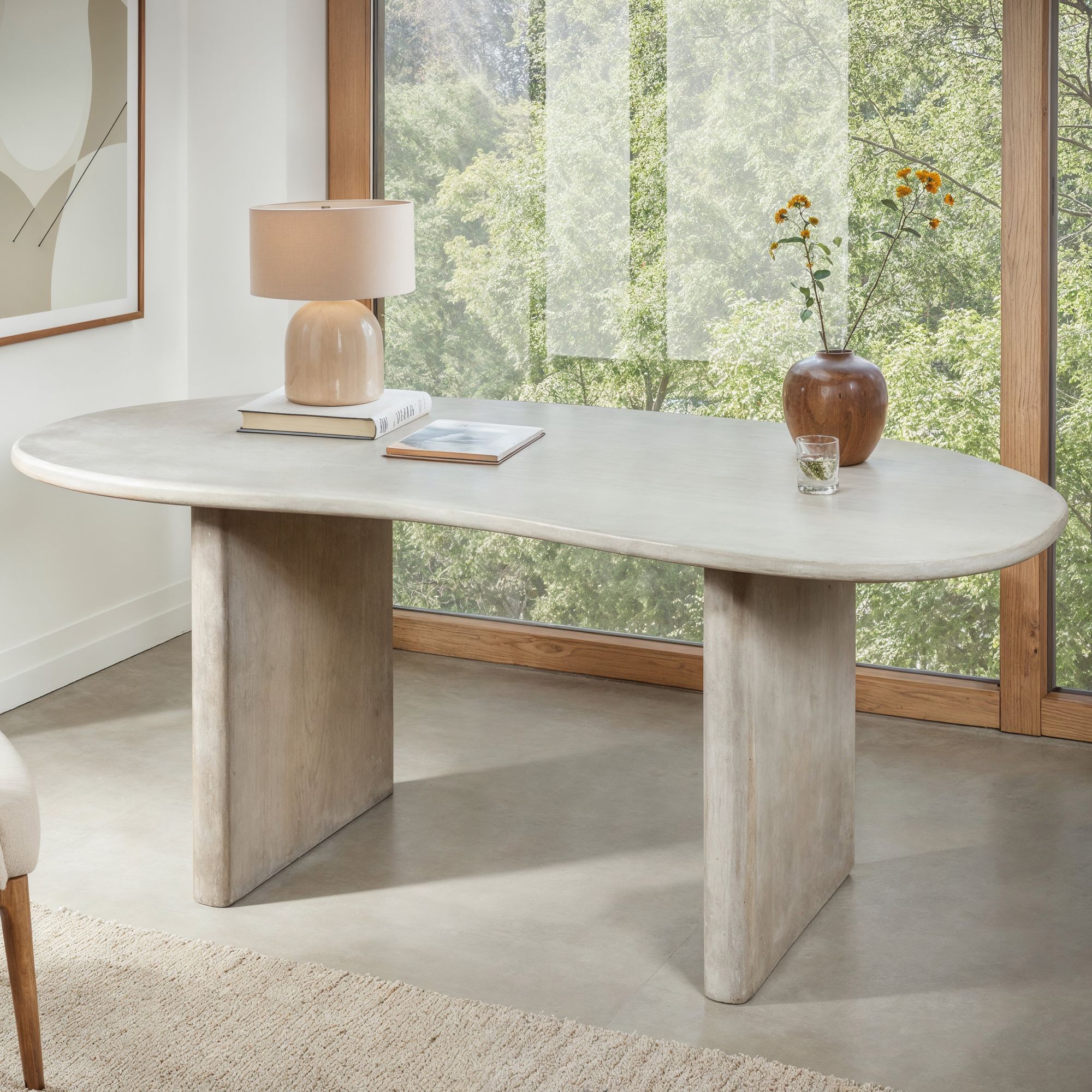 Schreibtisch FineBuy Bürotisch 180 cm Massivholz Computertisch Nierenform – Ansicht 1