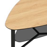 Wohnzimmertisch FineBuy Couchtisch Nierenförmig Eiche Optik Glas Ablage 110 cm – Ansicht 5