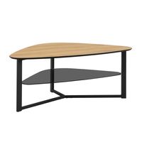 Wohnzimmertisch FineBuy Couchtisch Nierenförmig Eiche Optik Glas Ablage 110 cm – Ansicht 6
