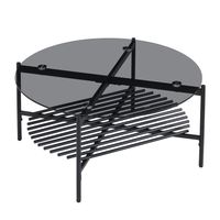 Couchtisch FineBuy Wohnzimmertisch Glas Metall 80 cm Schwarz Rund Sofatisch – Ansicht 6