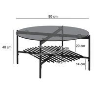 Couchtisch FineBuy Wohnzimmertisch Glas Metall 80 cm Schwarz Rund Sofatisch – Ansicht 3