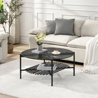 Couchtisch FineBuy Wohnzimmertisch Glas Metall 80 cm Schwarz Rund Sofatisch – Ansicht 2